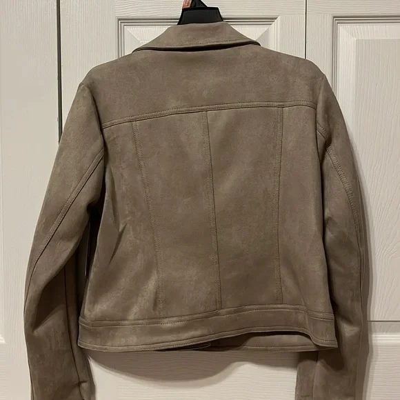 Philosophy Republic Clothing medium moto style jacket faux leather taupe - Picture 5 of 8